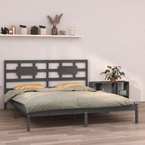 Berkfield Bed Frame Grey Solid Wood 180x200 cm 6FT Super King