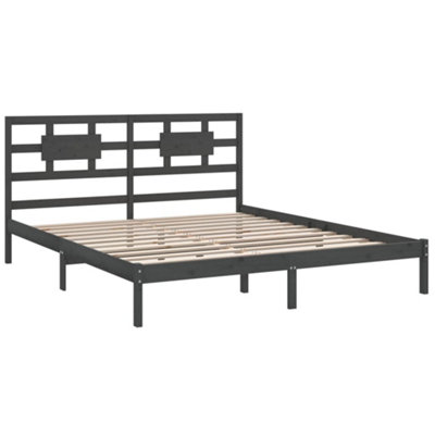 Berkfield Bed Frame Grey Solid Wood 180x200 cm 6FT Super King