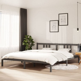 Berkfield Bed Frame Grey Solid Wood 180x200 cm Super King Size