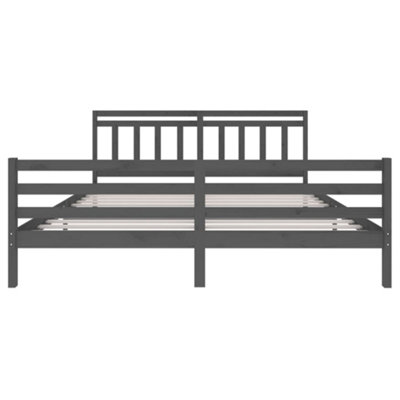 Berkfield Bed Frame Grey Solid Wood 200x200 cm