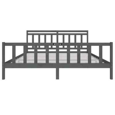 Berkfield Bed Frame Grey Solid Wood 200x200 cm