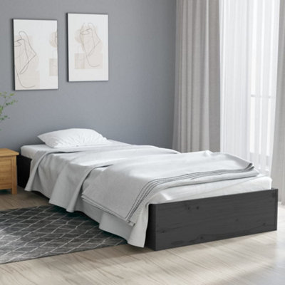 Berkfield Bed Frame Grey Solid Wood 75x190 cm Small Single