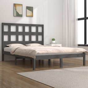 Berkfield Bed Frame Grey Solid Wood Pine 140x190 cm