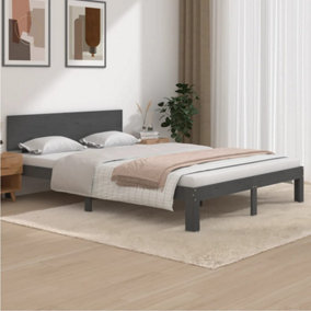 Berkfield Bed Frame Grey Solid Wood Pine 140x200 cm