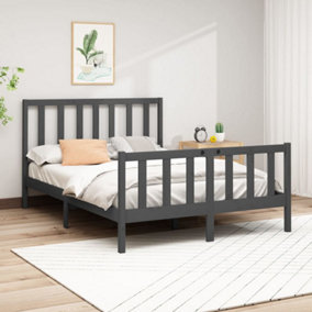 Berkfield Bed Frame Grey Solid Wood Pine 150x200 cm 5FT King Size