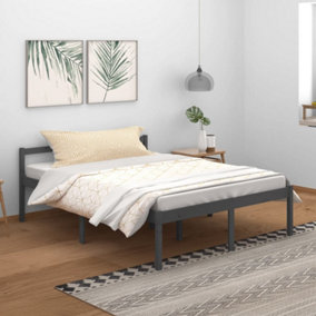 Berkfield Bed Frame Grey Solid Wood Pine 150x200 cm King Size