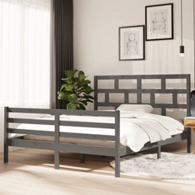 Berkfield Bed Frame Grey Solid Wood Pine 160x200 cm