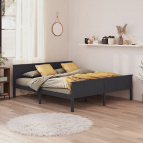 Berkfield Bed Frame Grey Solid Wood Pine 180x200 cm