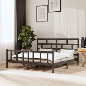 Berkfield Bed Frame Grey Solid Wood Pine 200x200 cm