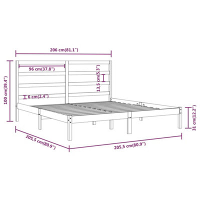 Berkfield Bed Frame Grey Solid Wood Pine 200x200 cm