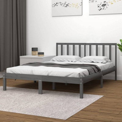 Berkfield Bed Frame Grey Solid Wood Pine 200x200 cm