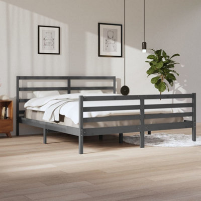 Berkfield Bed Frame Grey Solid Wood Pine 200x200 cm