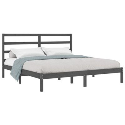 Berkfield Bed Frame Grey Solid Wood Pine 200x200 cm