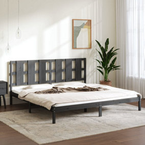 Berkfield Bed Frame Grey Solid Wood Pine 200x200 cm