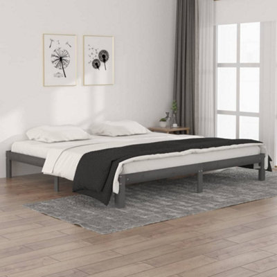 Berkfield Bed Frame Grey Solid Wood Pine 200x200 cm