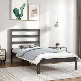 Berkfield Bed Frame Grey Solid Wood Pine 90x200 cm Single