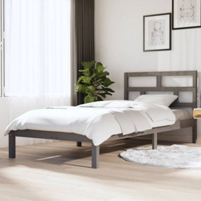 Berkfield Bed Frame Grey Solid Wood Pine 90x200 cm