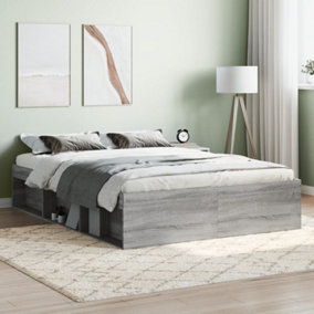 Berkfield Bed Frame Grey Sonoma 135x190 cm Double