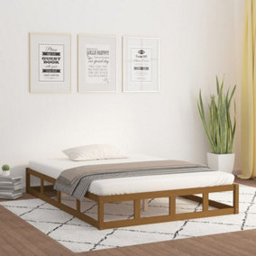 Berkfield Bed Frame Honey Brown 135x190 cm Double Solid Wood
