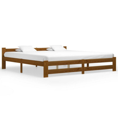Berkfield Bed Frame Honey Brown Solid Pine Wood 200x200 cm