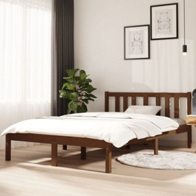 Berkfield Bed Frame Honey Brown Solid Wood 120x190 cm Small Double