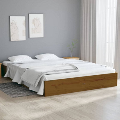 Berkfield Bed Frame Honey Brown Solid Wood 120x190 cm Small Double