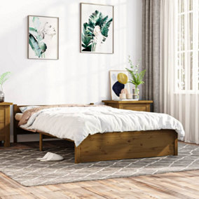 Berkfield Bed Frame Honey Brown Solid Wood 135x190 cm Double
