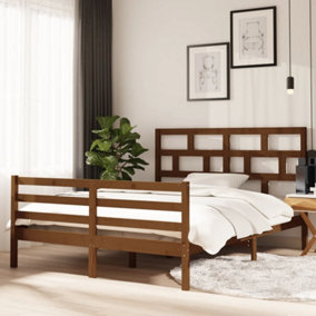 Berkfield Bed Frame Honey Brown Solid Wood 150x200 cm 5FT King Size