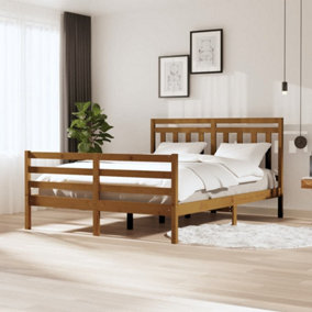 Berkfield Bed Frame Honey Brown Solid Wood 150x200 cm 5FT King Size
