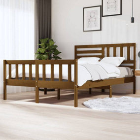 Berkfield Bed Frame Honey Brown Solid Wood 150x200 cm King Size