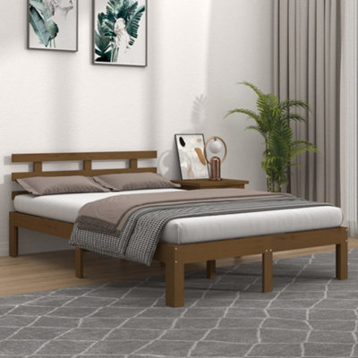 Berkfield Bed Frame Honey Brown Solid Wood 150x200 cm King Size