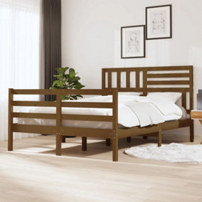 Berkfield Bed Frame Honey Brown Solid Wood 160x200 cm 5FT King Size