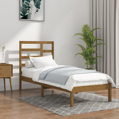 Berkfield Bed Frame Honey Brown Solid Wood 75x190 cm 2FT6 Small