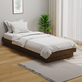 Berkfield Bed Frame Honey Brown Solid Wood 75x190 cm Small Single
