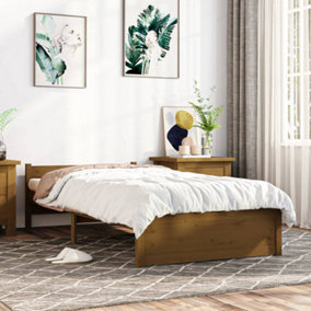 Berkfield Bed Frame Honey Brown Solid Wood 90x190 cm Single