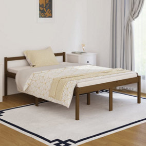 Berkfield Bed Frame Honey Brown Solid Wood Pine 135x190 cm Double