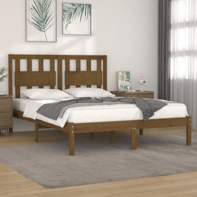Berkfield Bed Frame Honey Brown Solid Wood Pine 140x200 cm | DIY at B&Q