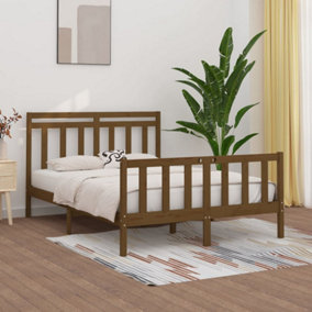 Berkfield Bed Frame Honey Brown Solid Wood Pine 150x200 cm 5FT King Size