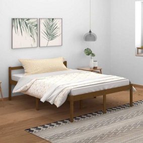 Berkfield Bed Frame Honey Brown Solid Wood Pine 150x200 cm King Size