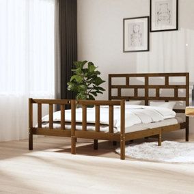 Berkfield Bed Frame Honey Brown Solid Wood Pine 160x200 cm 5FT King Size