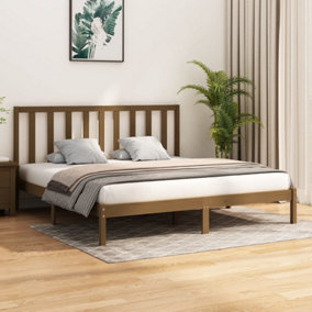 Berkfield Bed Frame Honey Brown Solid Wood Pine 200x200 cm