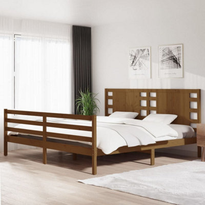 Berkfield Bed Frame Honey Brown Solid Wood Pine 200x200 cm | DIY at B&Q