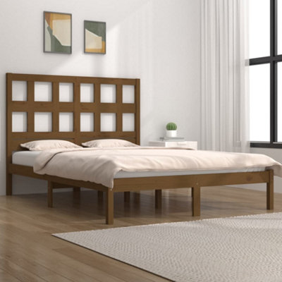 Pine wood queen on sale bed frame