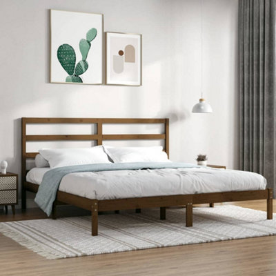 Berkfield Bed Frame Honey Brown Solid Wood Pine 200x200 cm