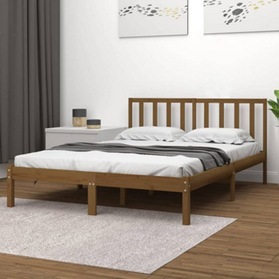 Berkfield Bed Frame Honey Brown Solid Wood Pine 200x200 cm