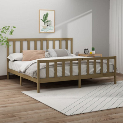 Berkfield Bed Frame Honey Brown Solid Wood Pine 200x200 cm