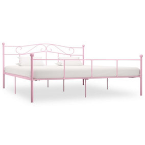 Berkfield Bed Frame Pink Metal 180x200 cm 6FT Super King