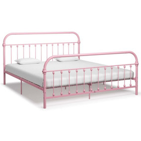 Berkfield Bed Frame Pink Metal 180x200 cm 6FT Super King