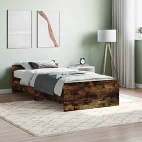 Berkfield Bed Frame Smoked Oak 90x200 cm Engineered Wood