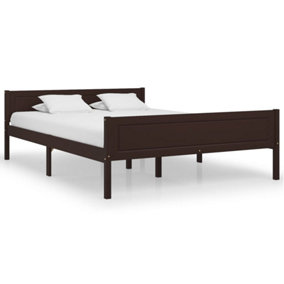 Berkfield Bed Frame Solid Pinewood Dark Brown 120x200 cm